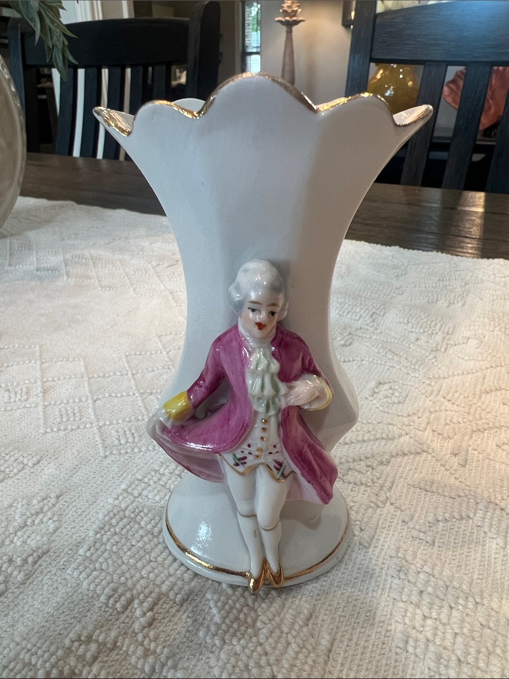 Antique German Porcelain Figural Spill Vase Rococo Gentleman Marked Germany 1900